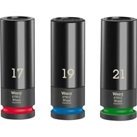 Wera 05004595001 bussola Set di bussole Nero, chiave combinata Set di bussole, Nero, 3 testina/e, 1/2", Metrico, 17,19,21 mm