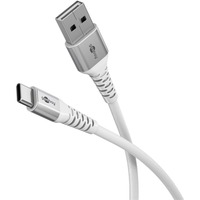 goobay Cavo tessile USB 2.0 supersoft, connettore USB-A > connettore USB-C bianco