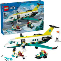 LEGO City 60465 Aereo Ambulanza di Emergenza Giocattolo con 4 Minifigure, Gatto delle Nevi e Accessori, Idea Regalo 6+ Anni, Giochi di costruzione Gatto delle Nevi e Accessori, Idea Regalo 6+ Anni, Set da costruzione, 6 anno/i, Plastica, 403 pz, 714 g