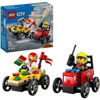 LEGO City Pack veicoli da corsa: pizzaiolo contro pompiere, Giochi di costruzione Set da costruzione, 5 anno/i, Plastica, 70 pz, 119 g