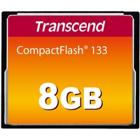 Transcend TS8GCF133 Memorie flash Nero, 8 GB, CompactFlash, MLC, 50 MB/s, 20 MB/s, Nero