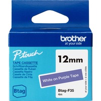 Brother BTAG-F35 nastro per etichettatrice Bianco su viola, Nastro di scrittura Bianco su viola, Filippine, 5 anno/i, Brother, P-touch PT-N10, PT-N20, PT-N25BT, 1,2 cm