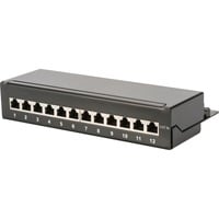 Digitus Desktop CAT 6A, cavo patch classe EA, schermato, Patch Panel Nero, cavo patch classe EA, schermato, 10 Gigabit Ethernet, RJ-45, Nero, Acciaio galvanizzato, SECC, Montaggio a rack, 1U