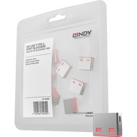 Lindy 40460 clip sicura Bloccaporte USB tipo A Rosa Acrilonitrile butadiene stirene (ABS) 10 pz rosso, Bloccaporte, USB tipo A, Rosa, Acrilonitrile butadiene stirene (ABS), 10 pz, Sacchetto di politene