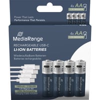 MediaRange Batteria USB-C Li-Ion, Mignon AA I 1.5V | 1400 mAh, confezione da 4 