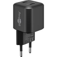 goobay Caricatore rapido duale USB-C Nano, PD, GaN, 35 watt, Caricabatterie Nero