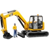 bruder Cat Mini Excavator with worker veicolo giocattolo, Veicolo modello giallo/Nero, Modellino di scavatore, Plastica