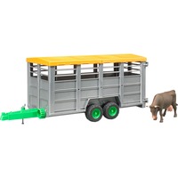bruder Livestock trailer with 1 cow parte e accessorio di modellino in scala Carrello grigio, 1:16, 3 anno/i, Verde, Grigio
