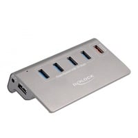 DeLOCK Hub USB 10 Gbps con 4 porte USB tipo A + 1 porta di ricarica rapida grigio