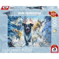 Schmidt Spiele Mark Fredrickson: Amore per i cani - Labrador nero nella neve, Puzzle 