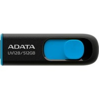 ADATA UV128 unità flash USB 512 GB USB tipo A 3.2 Gen 1 (3.1 Gen 1) Nero, Blu, Chiavetta USB Nero/Blu, 512 GB, USB tipo A, 3.2 Gen 1 (3.1 Gen 1), 100 MB/s, Lamina di scorrimento, Nero, Blu