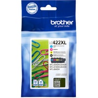 Brother Cartuccia d'inchiostro Valuepack LC-422XLVAL Nero, Ciano, Magenta, Giallo, 4 pz, 3000 pagine, 1500 pagine, Confezione multipla