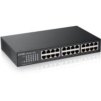 Zyxel GS1100-24E Non gestito Gigabit Ethernet (10/100/1000) Nero, Interruttore Non gestito, Gigabit Ethernet (10/100/1000), Montaggio rack, Montabile a parete