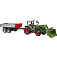 bruder Fendt Vario 211 con caricatore frontale e rimorchio con sponde, Veicolo modello 