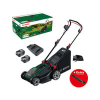 Bosch Tosaerba a batteria Rotak18V2-43, 36 Volt (2x18V) + lama + tappo per pacciamatura, Rasaerba verde/Nero