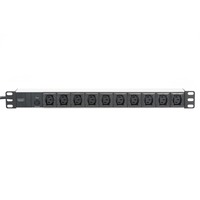 Digitus Striscia di prese 19" C13 con profilo in alluminio, 10 vie, 1U, Ciabatta Nero/alluminio