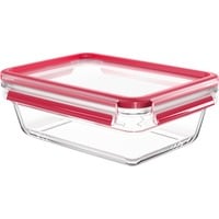 Emsa CLIP & CLOSE N10410 Rettangolare Scatola 1,3 L Trasparente 1 pz, Casella trasparente/Rosso, Scatola, Rettangolare, 1,3 L, Trasparente, Vetro, 420 °C