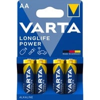 Longlife Power, Batteria Alcalina, AA, Mignon, LR6, 1.5V, Blister da 4, Made in Germany
