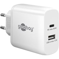 goobay Caricatore rapido doppio USB-C PD 45 watt, Caricabatterie bianco