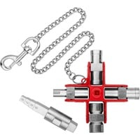 KNIPEX 00 11 06 V01, chiave combinata   argento/Rosso, Metallico, Rosso, Zinco pressofuso, 4 gamba/gambe, Cerchio, Goniometro a 180°, Quadrato, Triangolo, 6 mm, 3-5 mm