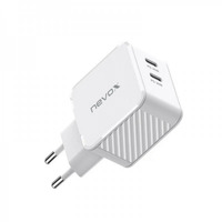 Nevox Caricatore 45W DUAL USB-C (PD) QC3.0 GaN, Caricabatterie bianco