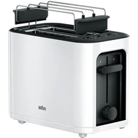 Braun PureEase HT 3010 WH 2 fetta/e 1000 W Bianco, Tostapane bianco, 2 fetta/e, Bianco, Pulsanti, Manopola, 1000 W