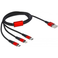 Image of 86709 cavo USB 1 m USB 2.0 USB A USB C/Lightning Nero, Rosso