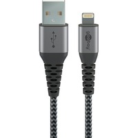 goobay cavo adattatore USB 2.0, connettore USB-A > connettore Lightning grigio/Argento