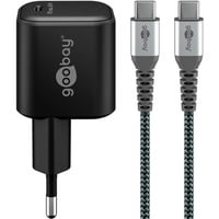 goobay Set di ricarica USB-C, PD, 65 watt, cavo tessile USB-C, Caricabatterie Nero