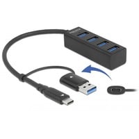 DeLOCK 63828 hub di interfaccia USB 3.2 Gen 1 (3.1 Gen 1) Type-A + Type-C 5000 Mbit/s Nero, Hub USB Nero, USB 3.2 Gen 1 (3.1 Gen 1) Type-A + Type-C, USB 3.2 Gen 1 (3.1 Gen 1) Type-A, 5000 Mbit/s, Nero, 0,2 m, 23 mm