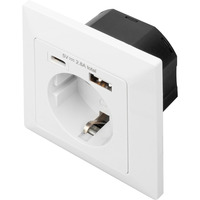 Digitus Presa di sicurezza da incasso, con 1x USB-A e 1x USB-C bianco