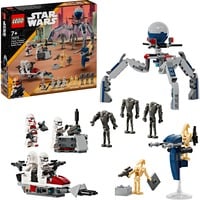 Star Wars 75372 Battle Pack Clone Trooper e Battle Droid con Veicolo Giocattolo Speeder Bike, Idea Regalo Bambini 7+ Anni, Giochi di costruzione