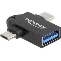 DeLOCK Adattatore USB 3.2 Gen 1 2 in 1, presa USB-A > USB-C + Micro-USB B, OTG Nero