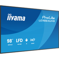 iiyama LE9864UHS-B1AG visualizzatore di messaggi Pannello piatto per segnaletica digitale 2,49 m (98") Wi-Fi 500 cd/m² 4K Ultra HD Nero Processore integrato Android 24/7, Public Display Nero (opaco), Pannello piatto per segnaletica digitale, 2,49 m (98"), 3840 x 2160 Pixel, Wi-Fi, 24/7