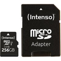 Intenso microSD Karte UHS-I Premium 256 GB Classe 10 Nero, 256 GB, MicroSD, Classe 10, UHS-I, 90 MB/s, Class 1 (U1)