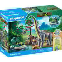 PLAYMOBIL Dinos Incontro con Brachiosaurus su hovercraft, Giochi di costruzione 
