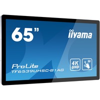 iiyama TF6539UHSC-B1AG visualizzatore di messaggi Pannello piatto interattivo 165,1 cm (65") LCD 500 cd/m² 4K Ultra HD Nero Touch screen Nero, Pannello piatto interattivo, 165,1 cm (65"), LCD, 3840 x 2160 Pixel