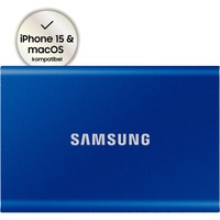 SAMSUNG Portable SSD T7 1000 GB Blu, Disco a stato solido blu, 1000 GB, USB tipo-C, 3.2 Gen 2 (3.1 Gen 2), 1050 MB/s, Protezione della password, Blu
