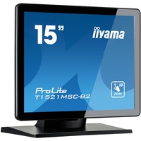 iiyama ProLite T1521MSC-B2 Monitor PC 38,1 cm (15") 1024 x 768 Pixel XGA LED Touch screen Da tavolo Nero, Monitor LED Nero (opaco), 38,1 cm (15"), 1024 x 768 Pixel, XGA, LED, 8 ms, Nero