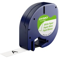 Dymo Etichette LT cartacee, Nastro di scrittura Nero su bianco, Carta, Belgio, DYMO, LetraTag 100T, LetraTag 100H, 1,2 cm