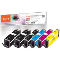 Peach PI100-379 cartuccia d'inchiostro 6 pz Compatibile Resa elevata (XL) Nero, Ciano, Magenta, Giallo Resa elevata (XL), 17 ml, 10 ml, 6 pz, Confezione multipla