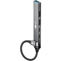 goobay Hub USB sottile a 5 porte USB-C™ a USB-C/USB-A USB 3.2 Gen1 grigio