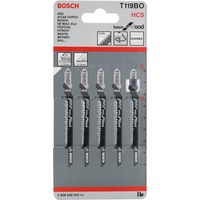 Bosch 2 608 630 310 lama per sega a gattuccio, sega a traforo e sega universale Lama per seghetto alternativo Acciaio al carbonio (HCS) 5 pz Lama per seghetto alternativo, Legno, Acciaio al carbonio (HCS), 2 mm, 8,3 cm, 5 pz