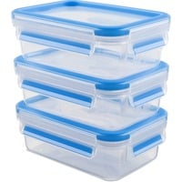 Emsa 508570 recipiente per cibo Rettangolare Scatola 0,55 L Trasparente 3 pz, Casella trasparente/Blu, Scatola, Rettangolare, 0,55 L, Trasparente, Elastomero Termoplastico (TPE), Germania