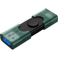 Kingston DataTraveler 256GB USB-A + USB-C 3.2 Gen 1 DuoG2, Chiavetta USB verde/Nero, 256 GB, USB Type-A / USB Type-C, 3.2 Gen 1 (3.1 Gen 1), Altro, 10 g, Nero, Verde