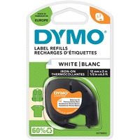 Dymo Etichette LT in tessuto stirabile, Nastro di scrittura Nero su bianco, Nylon, Belgio, DYMO, LetraTag 100T, LetraTag 100H, 1,2 cm