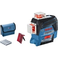 Bosch GLL 3-80 C Professional Livella lineare 30 m, Attraversare la linea laser blu/Nero, 30 m, 0,2 mm/m, 4°, 120 m, Orizzontale/Verticale, Rosso