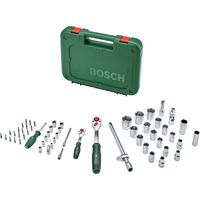 Bosch Set di cricchetto 1/2" + 1/4" con chiavi a bussola, 56 pezzi, chiave combinata   verde