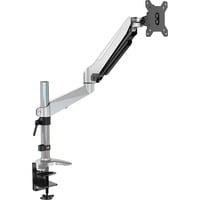 Digitus Porta monitor universale singolo con molla a gas e fissaggio da tavolo argento, Morsa, 8 kg, 43,2 cm (17"), 68,6 cm (27"), 100 x 100 mm, Nero, Argento