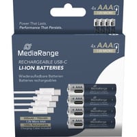 MediaRange Batteria USB-C Li-Ion, Mignon AA I 1.5V | 500 mAh, confezione da 4 